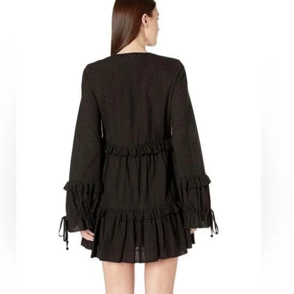 Jonathan Simkhai Embroidered Ruffle Mini Black Eyelet Dress - Picture 3 of 5